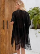 Woven Fringe Hem Kimono