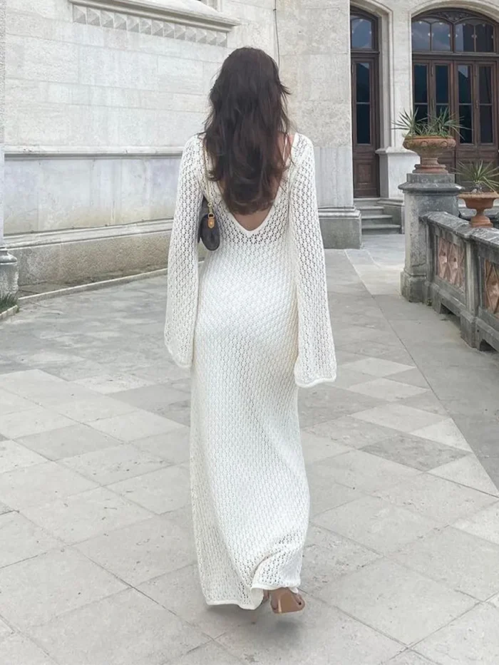 Crochet Knit Maxi Dress - Image 33