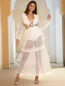 Knitted Panel Cutout Maxi Dress