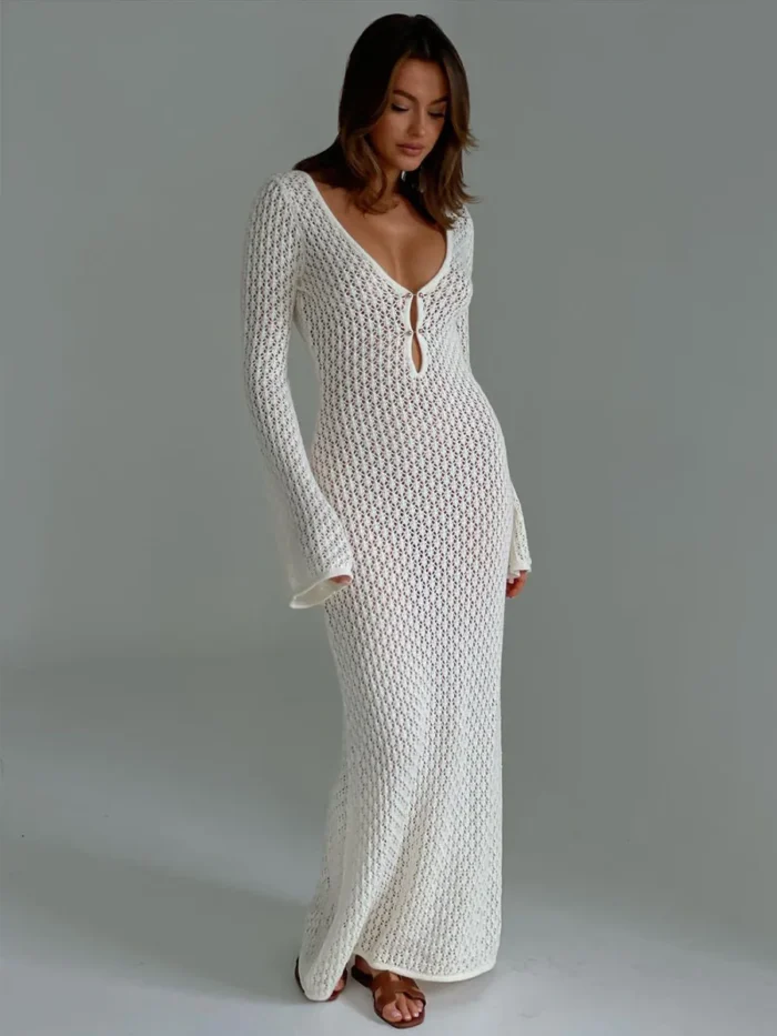 Crochet Knit Maxi Dress - Image 37