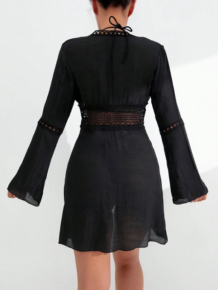 Crochet Trim Tassel Tie Cover-Up - Image 12