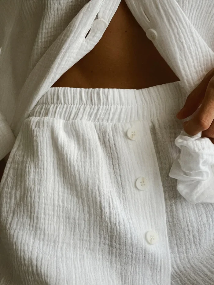 Crinkle Cotton Pajama Set - Image 5