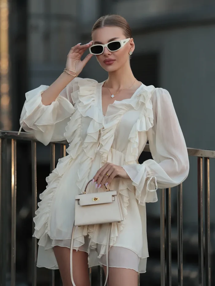 Frill Tiered Mini Dress - Image 3