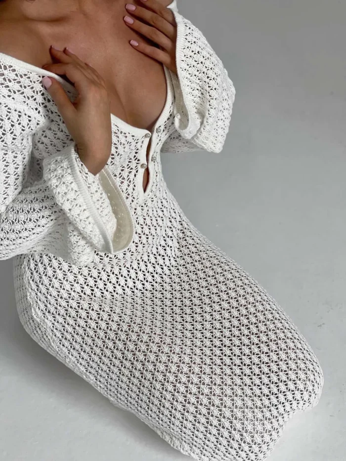Crochet Knit Maxi Dress - Image 26