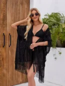 Woven Fringe Hem Kimono